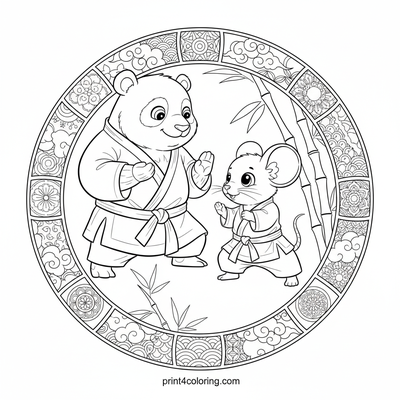 Panda Sensei's First Lesson: Zen Karate Journey - free printable coloring page