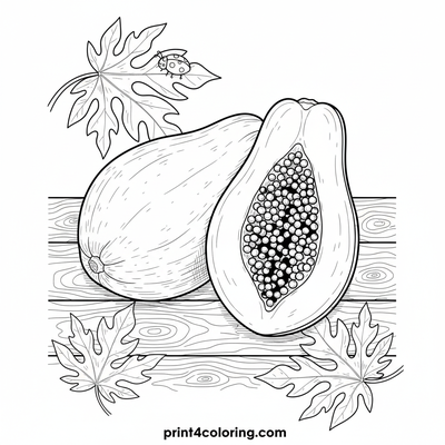 Papaya Paradise Still Life - free printable coloring page