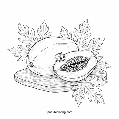 Cozy Papaya Harvest Still Life - free printable coloring page