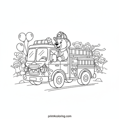 Festive Fire Truck Parade Fun! - free printable coloring page