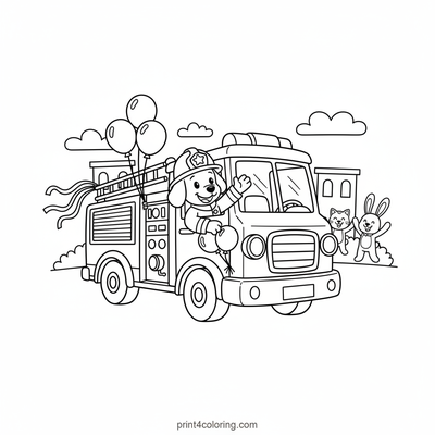 Festive Fire Truck Parade Fun - free printable coloring page