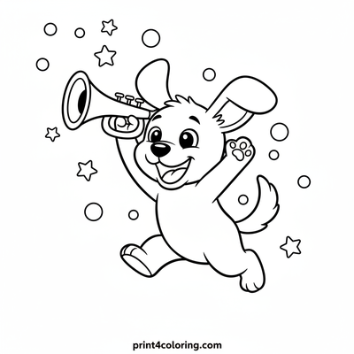 Parade Day Pup's Big March - free printable coloring page