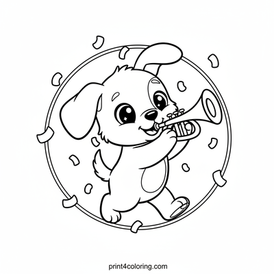 Happy Parade Puppy - free printable coloring page