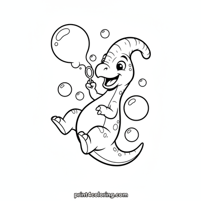 Parasaurolophus's Bubble Bash! - free printable coloring page