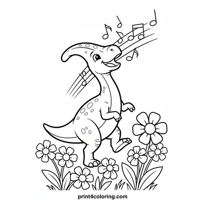 Parasaurolophus's Sunny Song - free printable coloring page