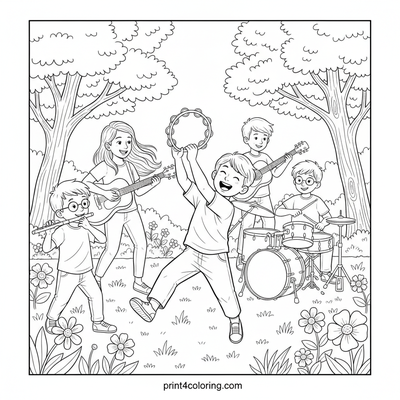 The Joyful Park Band Jam - free printable coloring page