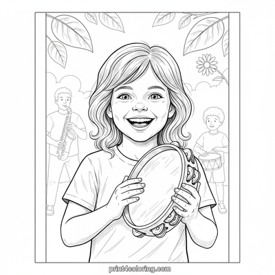 Joyful Park Band Ensemble - free printable coloring page