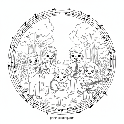 Park Band's Joyful Harmony - free printable coloring page