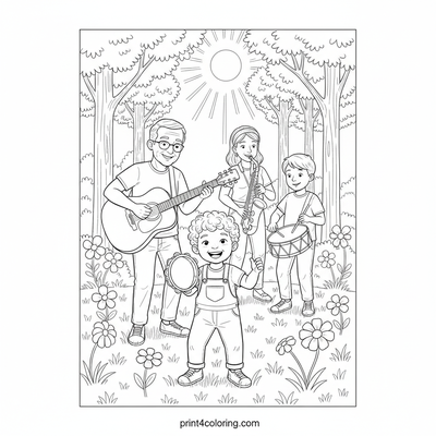 Sunny Park Jam Session - free printable coloring page