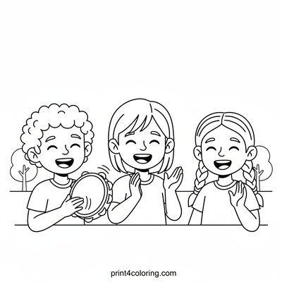 Joyful Park Jam with Friends - free printable coloring page