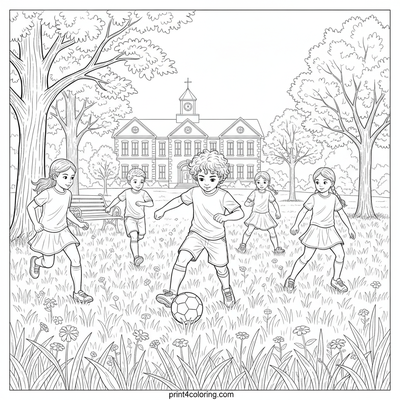 Park Soccer Showdown - free printable coloring page