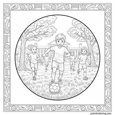 Park Soccer Showdown: A Detailed Match - free printable coloring page