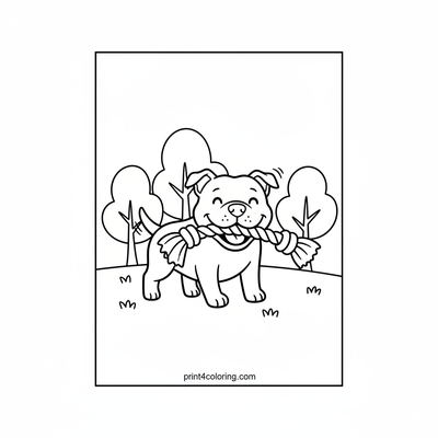 Happy Pitbull Park Fun - free printable coloring page