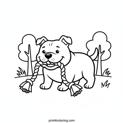 Happy Pitbull Park Playtime - free printable coloring page