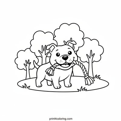 Happy Pitbull Park Playtime - free printable coloring page