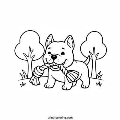 Happy Pitbull's Park Playtime - free printable coloring page