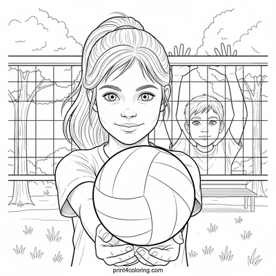 Sunny Day Volleyball Fun - free printable coloring page