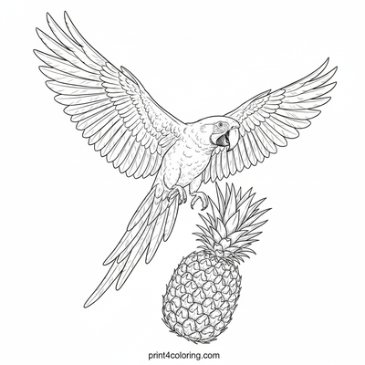 Vibrant Macaw's Pineapple Paradise - free printable coloring page