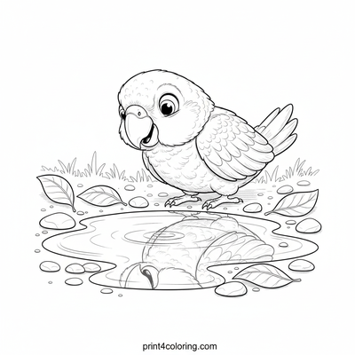 The Puzzled Parrot's Pond Reflection