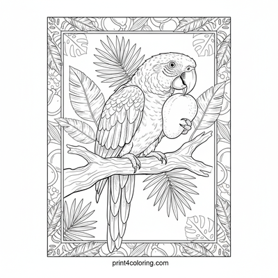 Exotic Parrot's Bountiful Bite - free printable coloring page