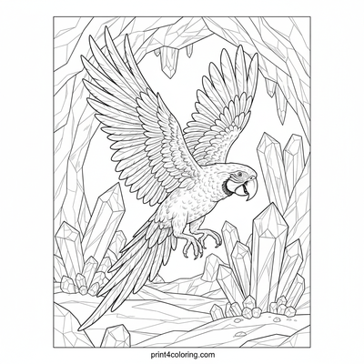 Enchanted Perch: Parrot in the Crystal Caverns