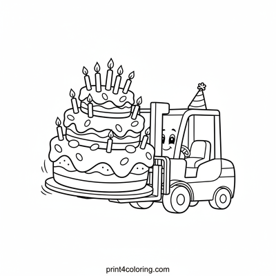 Party Forklift's Sweet Cake Delivery - free printable coloring page