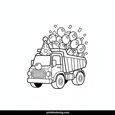 Happy Hauler Party Truck! - free printable coloring page