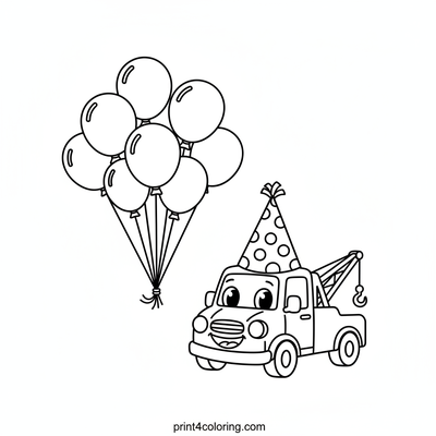 Toot-Toot! Party Tow Truck Parade! - free printable coloring page