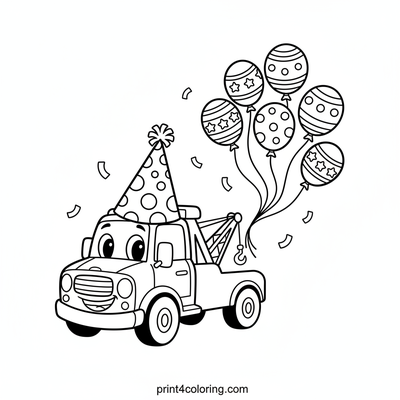 Party Tow Truck Parade! - free printable coloring page