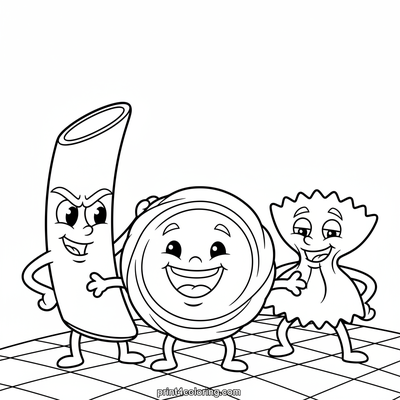 Pasta Pals' Picnic Race! - free printable coloring page
