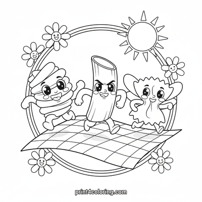 The Great Pasta Pals Picnic Race! - free printable coloring page
