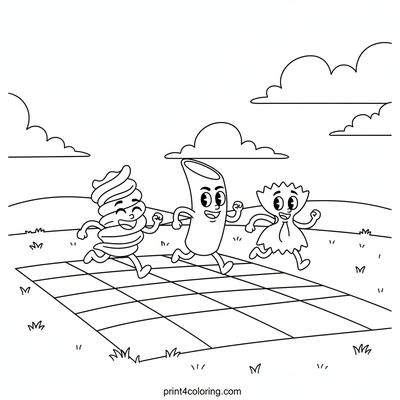 The Great Pasta Pals Picnic Race! - free printable coloring page