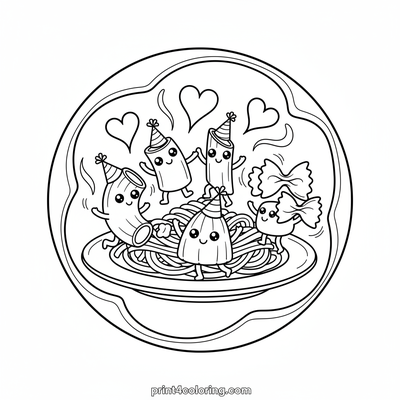 The Great Pasta Party Dance-Off! - free printable coloring page