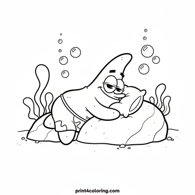 Patrick Star's Dreamy Nap - free printable coloring page