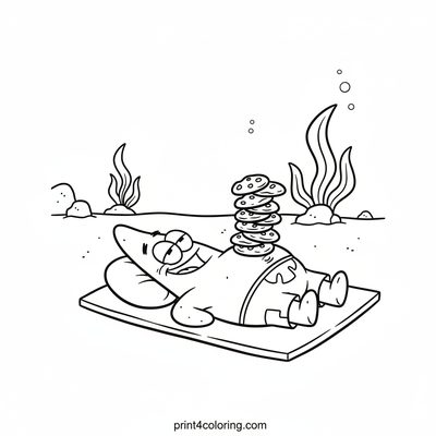 Patrick's Wobbly Cookie Nap - free printable coloring page