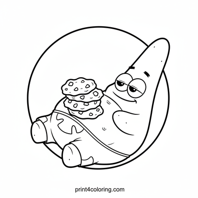 Patrick Star's Sleepy Snack Stack - free printable coloring page