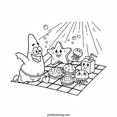 Patrick's Sunny Seafloor Picnic - free printable coloring page