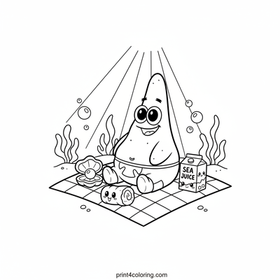 Patrick's Delightful Underwater Picnic - free printable coloring page