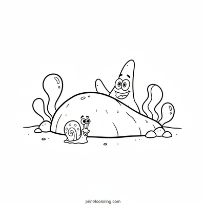Patrick's Cheerful Rock Welcome - free printable coloring page