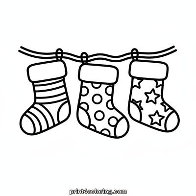 Festive Pattern Stockings - free printable coloring page