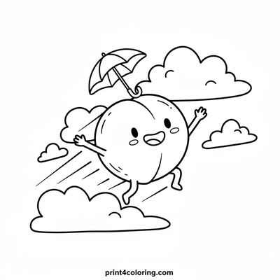 Happy Peach Cloud Float - free printable coloring page