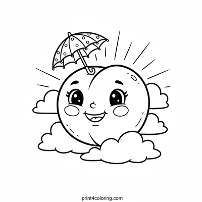 Happy Peach Cloud Float - free printable coloring page