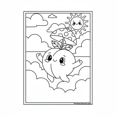 Peachy Cloud Dream Float - free printable coloring page