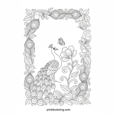 Majestic Peacock's Garden Serenity - free printable coloring page