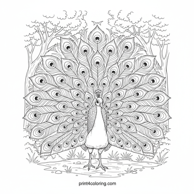 The Majestic Peacock's Grand Display - free printable coloring page