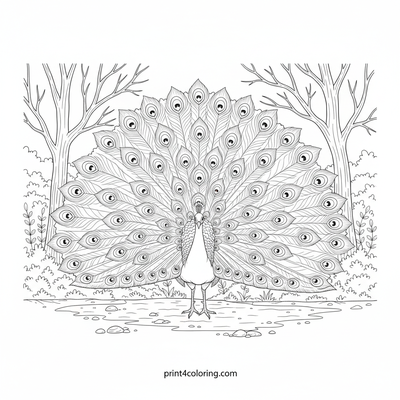 The Majestic Peacock's Dazzling Display - free printable coloring page