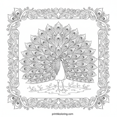 Majestic Peacock's Grand Fan Display - free printable coloring page