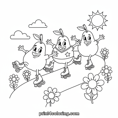 Pears on Wheels: A Speedy Adventure! - free printable coloring page