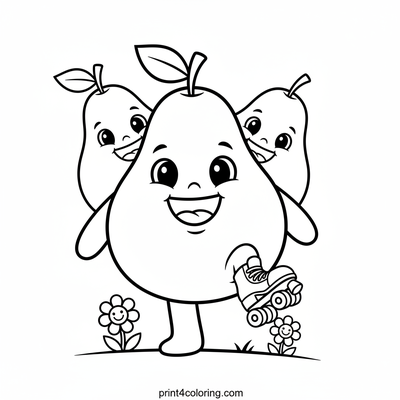 Speedy Pears Roller Skating Fun! - free printable coloring page