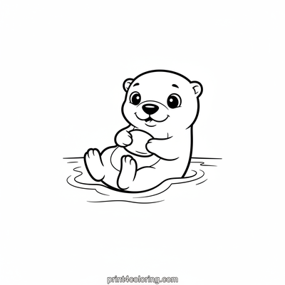 Sweet Pebble Pal Otter - free printable coloring page